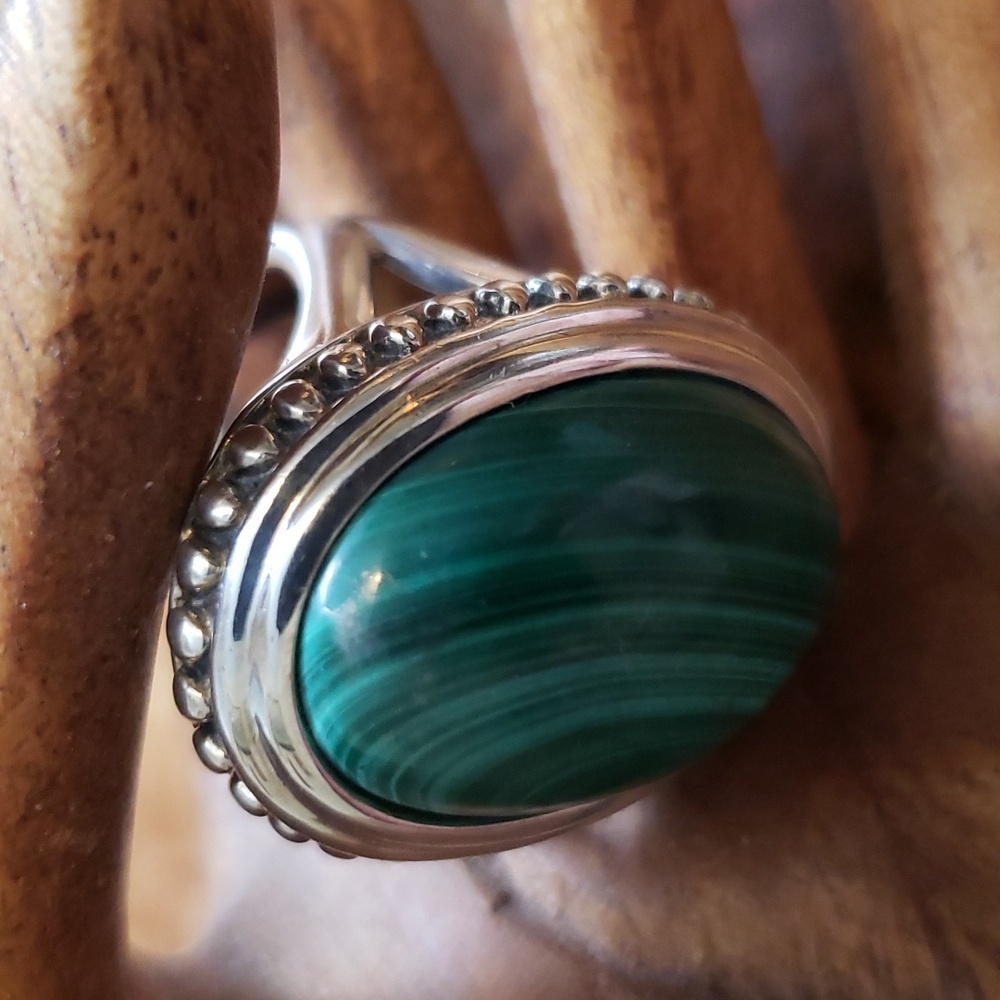 Vintage Sterling Silver and Malachite Ring